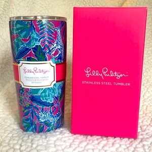 NIB Lilly Pulitzer Stainless Steel Tumbler with Lid, Lil’ Earned Stripes, 20oz